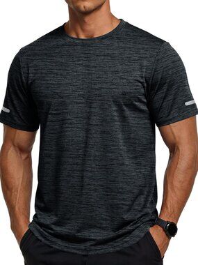 Men’s  Black Quick-Dry Athletic Gym T-Shirt – Moisture Wicking Crewneck